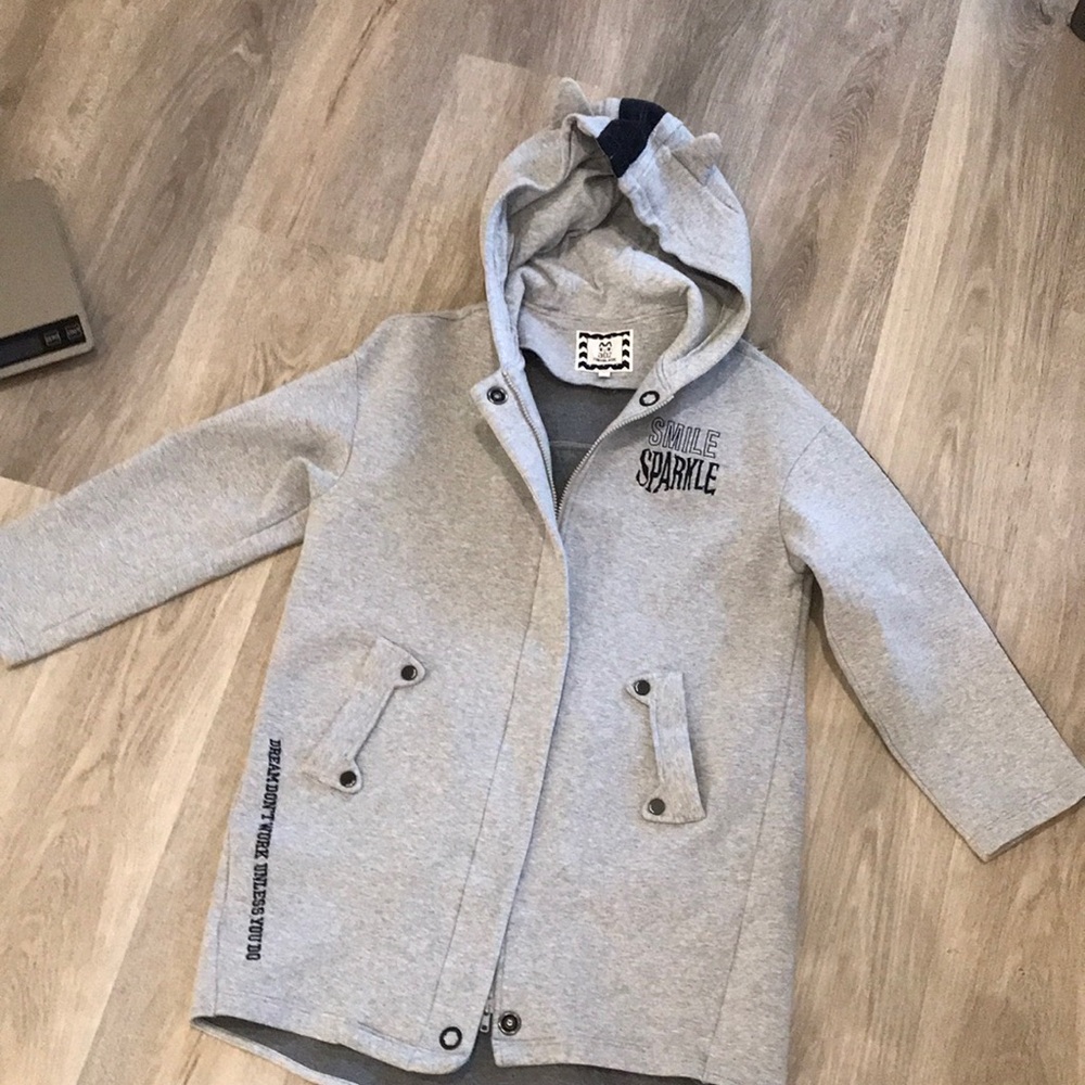 thick cotton grey long hoodie cat hat